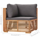 6 Piece Garden Lounge Set with Dark Grey Cushion Solid Teak Wood
