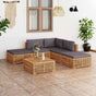 6 Piece Garden Lounge Set with Dark Grey Cushion Solid Teak Wood
