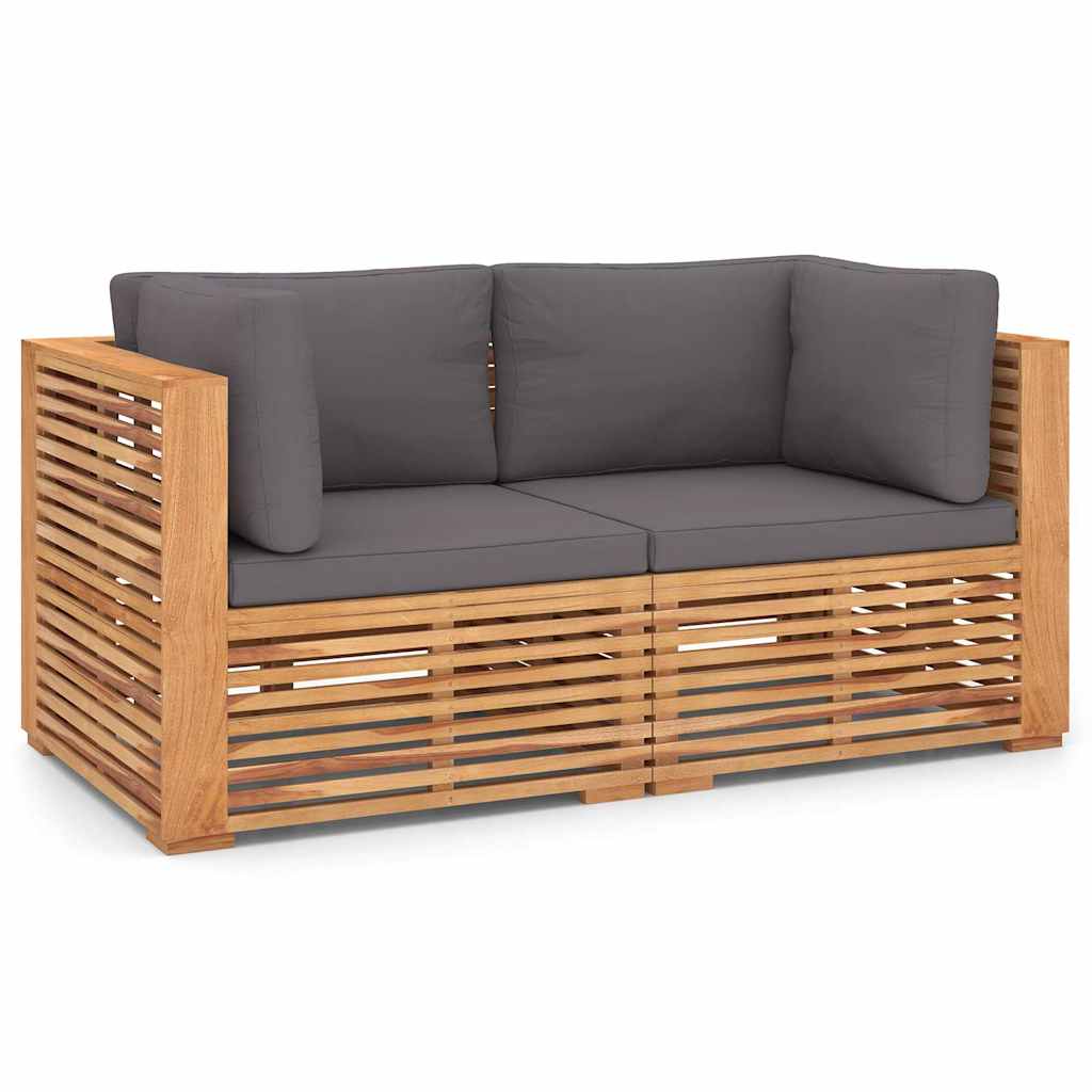 Garden 2-Seater Sofa with Cushions Solid Teak Wood