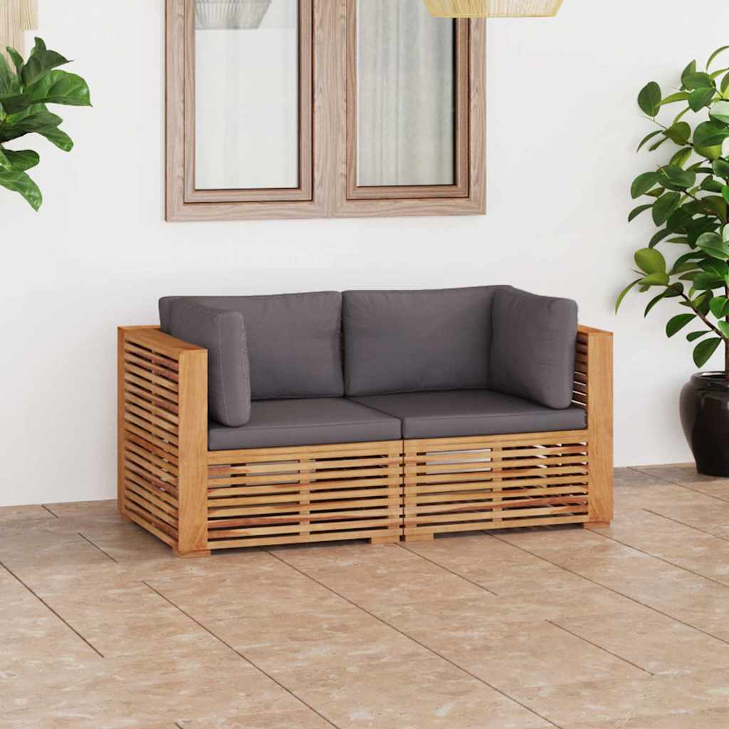 Garden 2-Seater Sofa with Cushions Solid Teak Wood