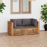 Garden 2-Seater Sofa with Cushions Solid Teak Wood
