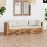 Garden 3-Seater Sofa with Cushions Solid Teak Wood