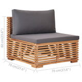 Garden 3-Seater Sofa with Cushions Solid Teak Wood - Rear View