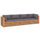 Garden 4-Seater Sofa with Cushions Solid Teak Wood