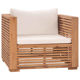 6 Piece Garden Lounge Set with Cream Cushion Solid Teak Wood