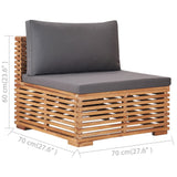 6 Piece Garden Lounge Set with Dark Grey Cushion Solid Teak Wood - Low Angle
