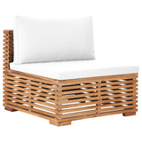5 Piece Garden Lounge Set with Cream Cushion Solid Teak Wood