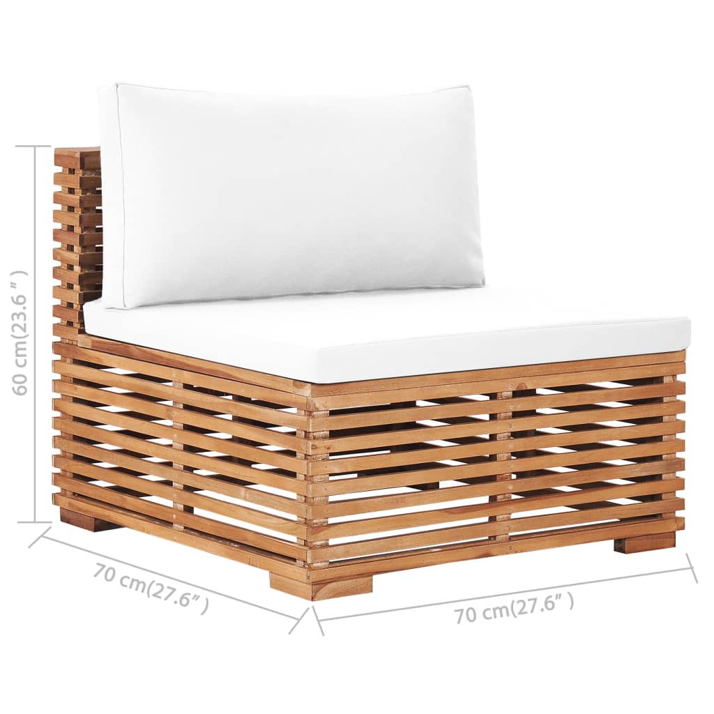5 Piece Garden Lounge Set with Cream Cushion Solid Teak Wood