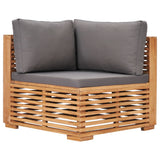 3 Piece Garden Lounge Set with Dark Grey Cushion Solid Teak Wood