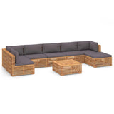 8 Piece Garden Lounge Set with Dark Grey Cushion Solid Teak Wood - Front View