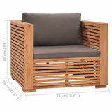8 Piece Garden Lounge Set with Dark Grey Cushion Solid Teak Wood