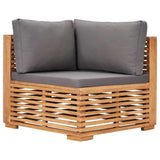 5 Piece Garden Lounge Set with Dark Grey Cushion Solid Teak Wood