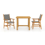 3 Piece Garden Dining Set Solid Wood Acacia - Front View