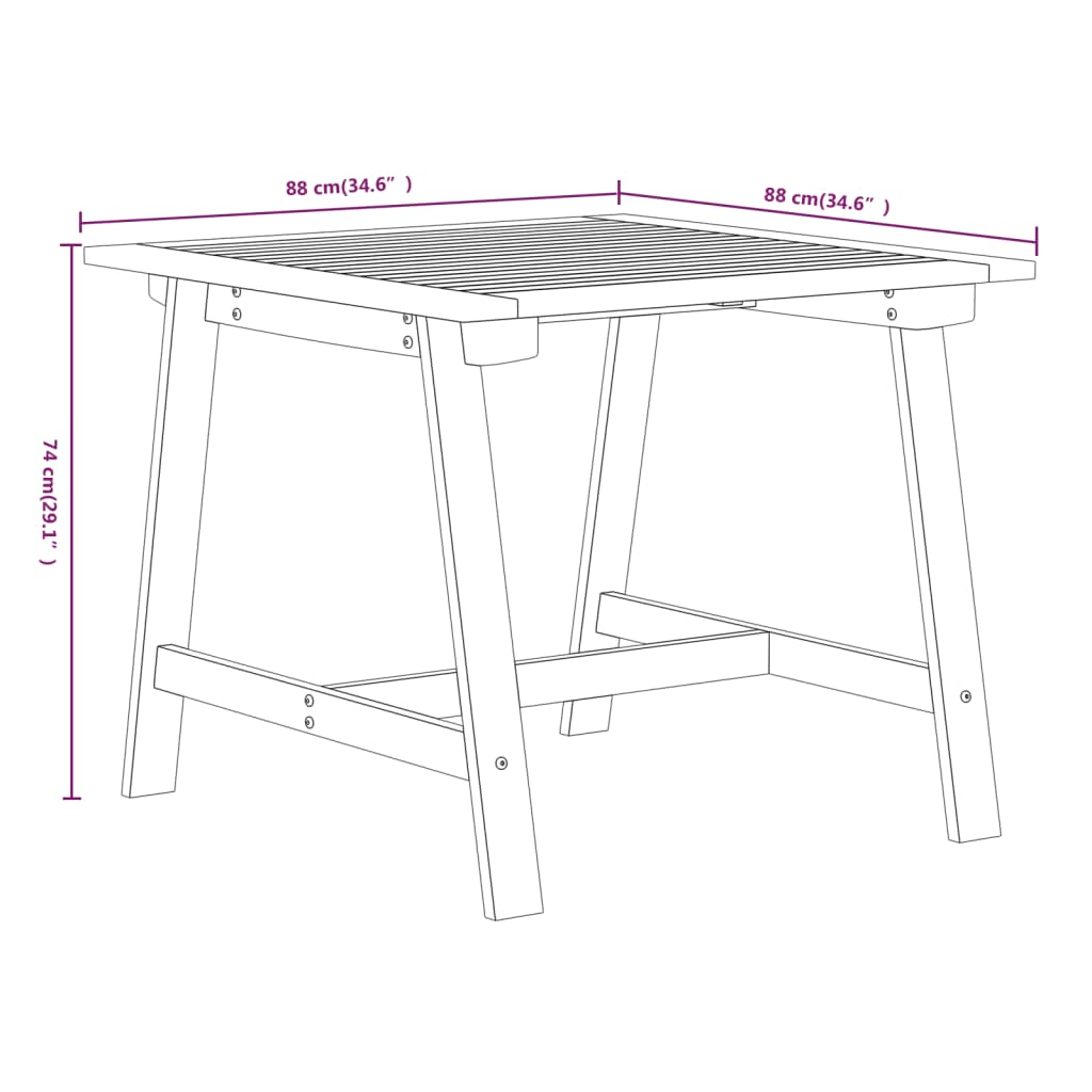 3 Piece Garden Dining Set Solid Wood Acacia