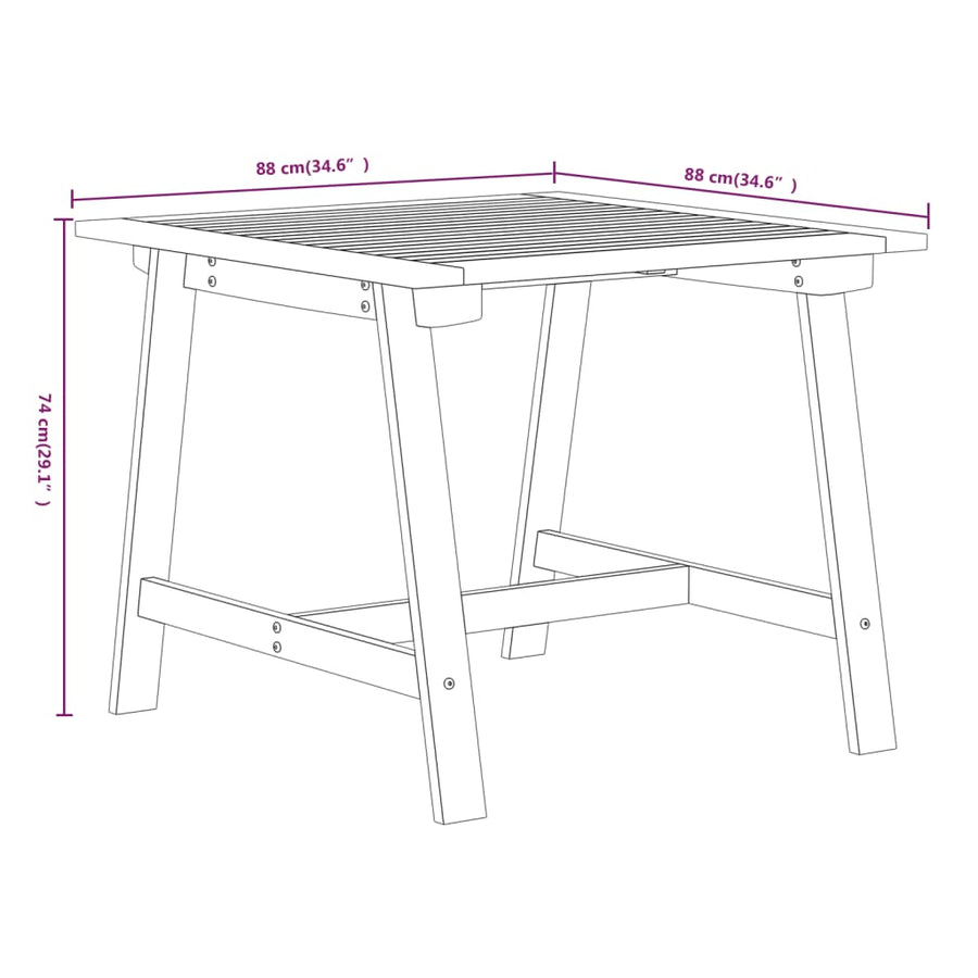 3 Piece Garden Dining Set Solid Wood Acacia