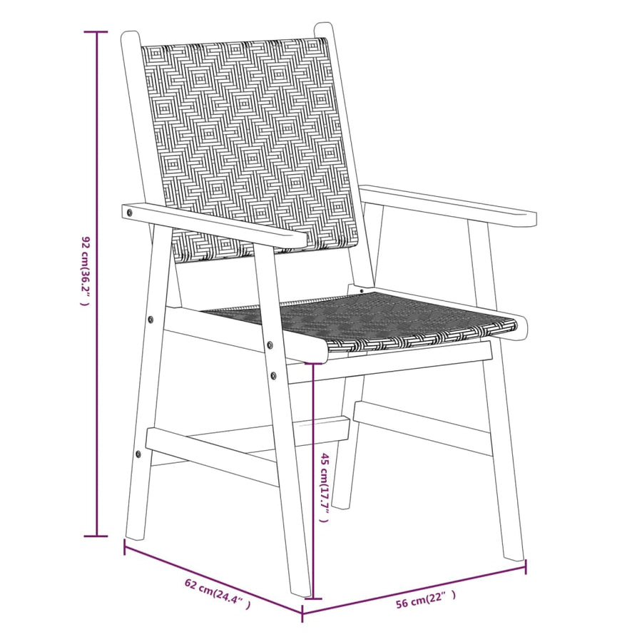 3 Piece Garden Dining Set Solid Wood Acacia