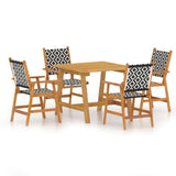5 Piece Garden Dining Set Solid Wood Acacia - Front View