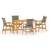 5 Piece Garden Dining Set Solid Wood Acacia - Front View
