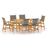 7 Piece Garden Dining Set Solid Wood Acacia - Front View