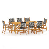 9 Piece Garden Dining Set Solid Wood Acacia - Front View