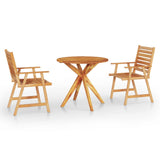 3 Piece Garden Dining Set Solid Wood Acacia - Front View