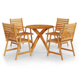 5 Piece Garden Dining Set Solid Wood Acacia - Front View
