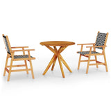 3 Piece Garden Dining Set Solid Wood Acacia - Front View