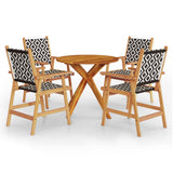 5 Piece Garden Dining Set Solid Wood Acacia - Front View