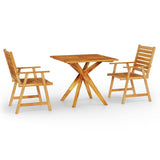 3 Piece Garden Dining Set Solid Wood Acacia - Front View