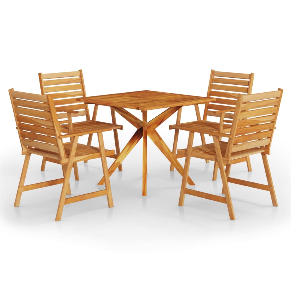 5 Piece Garden Dining Set Solid Wood Acacia