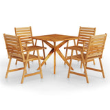 5 Piece Garden Dining Set Solid Wood Acacia - Front View