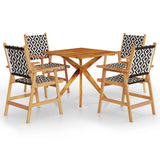 5 Piece Garden Dining Set Solid Wood Acacia - Front View