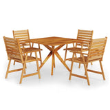 5 Piece Garden Dining Set Solid Wood Acacia - Front View