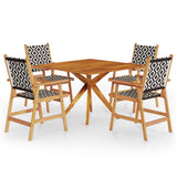 5 Piece Garden Dining Set Solid Wood Acacia - Front View