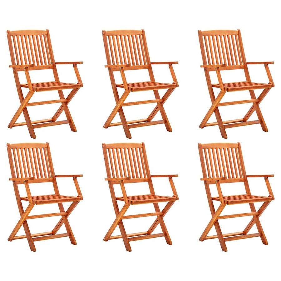 Folding Chairs 6 pcs Solid Eucalyptus Wood