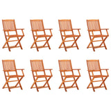 Folding Chairs 8 pcs Solid Eucalyptus Wood
