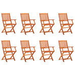 Folding Chairs 8 pcs Solid Eucalyptus Wood