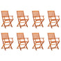Folding Chairs 8 pcs Solid Eucalyptus Wood