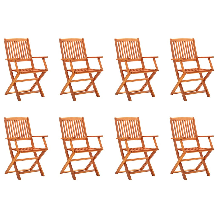 Folding Chairs 8 pcs Solid Eucalyptus Wood