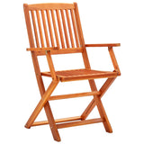 7 Piece Folding Outdoor Dining Set Solid Eucalyptus Wood - Front View