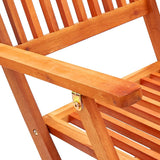 7 Piece Folding Outdoor Dining Set Solid Eucalyptus Wood - Close-Up Angle