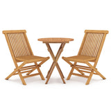 3 Piece Garden Dining Set Solid Wood Teak - Front View