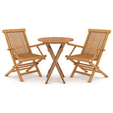 3 Piece Garden Dining Set Solid Wood Teak - Front View