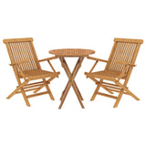 3 Piece Garden Dining Set Solid Wood Teak - Side View