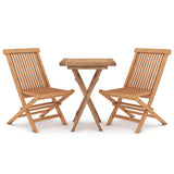 3 Piece Garden Dining Set Solid Wood Teak - Front View
