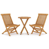 3 Piece Garden Dining Set Solid Wood Teak - Front View