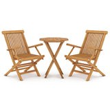 3 Piece Garden Dining Set Solid Wood Teak - Front View