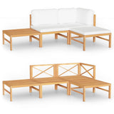 4 Piece Garden Lounge Set with Cream Cushions Solid Teak Wood - Front View