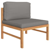 5 Piece Garden Lounge Set with Grey Cushions Solid Teak Wood - Top-Down View