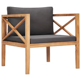 7 Piece Garden Lounge Set with Grey Cushions Solid Wood Teak - Close-Up Angle